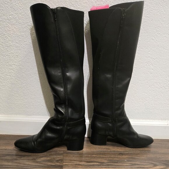 ANNE KLEIN "Honesty" Leather & Faux Leather Black Boots w/ Block Heel SIZE 9.5 - Picture 7 of 9